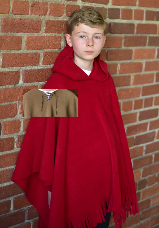 Mantoque: Fringed Mantoque with Hood & Lacing (Boys)