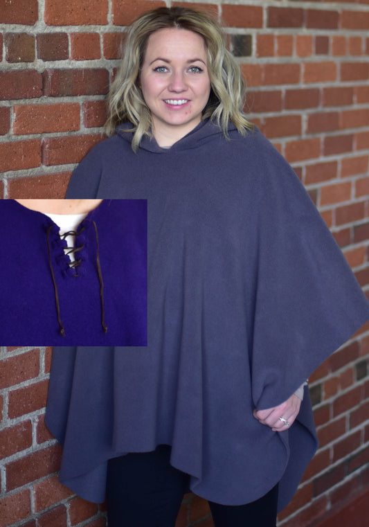 Mantoque: Non-Fringed Mantoque with Hood & Lacing (Women)