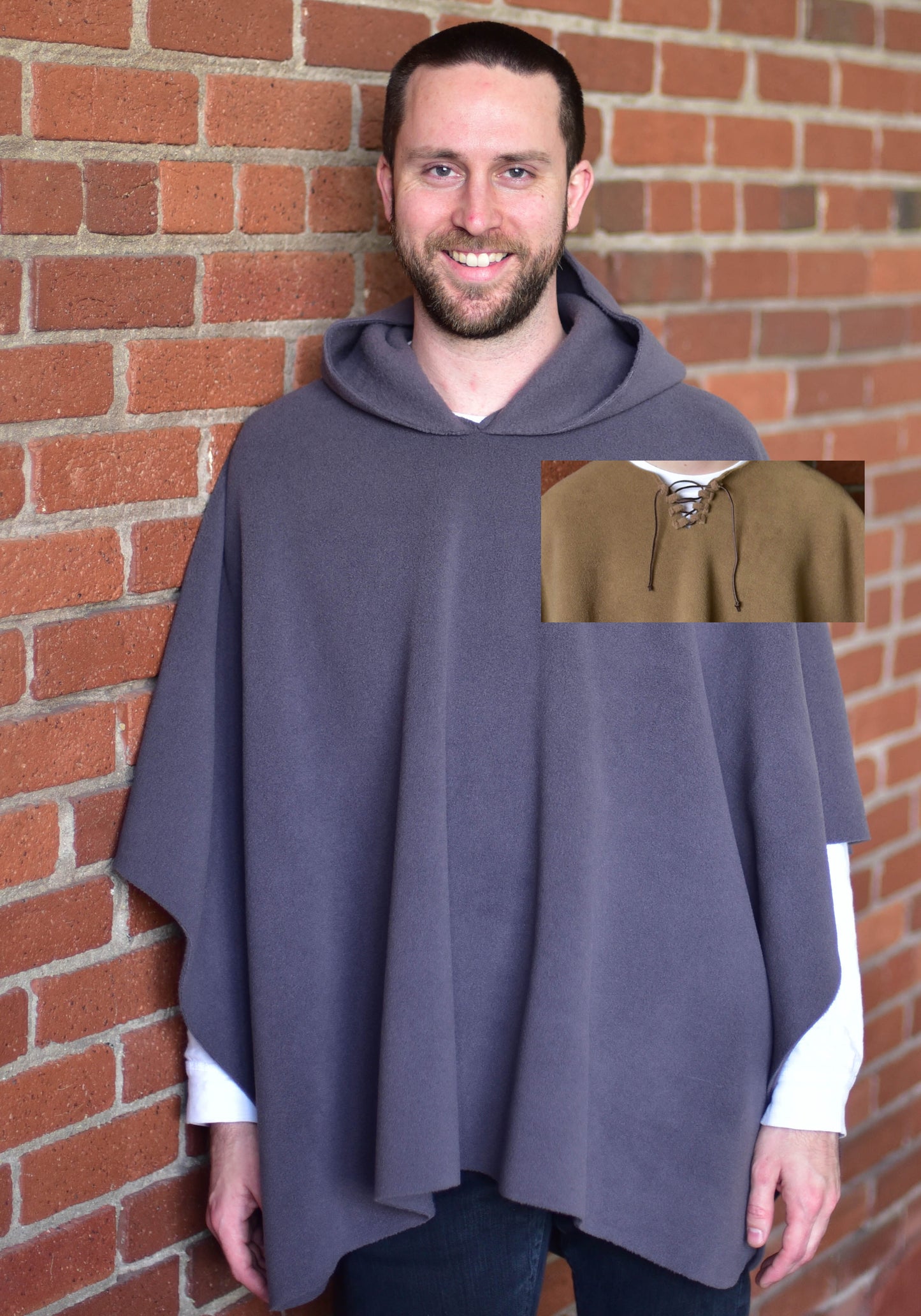 Mantoque: Non-Fringed Mantoque with Hood & Lacing (Men)