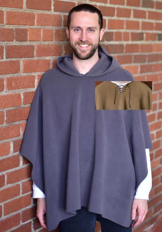 Mantoque: Non-Fringed Mantoque with Hood & Lacing (Men)
